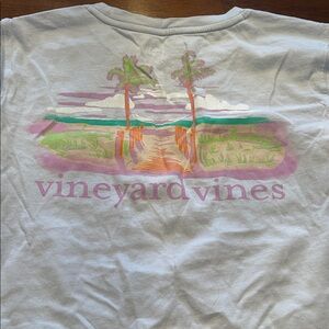 Vineyard Vines Pastel Beach Scene long sleeve Tee